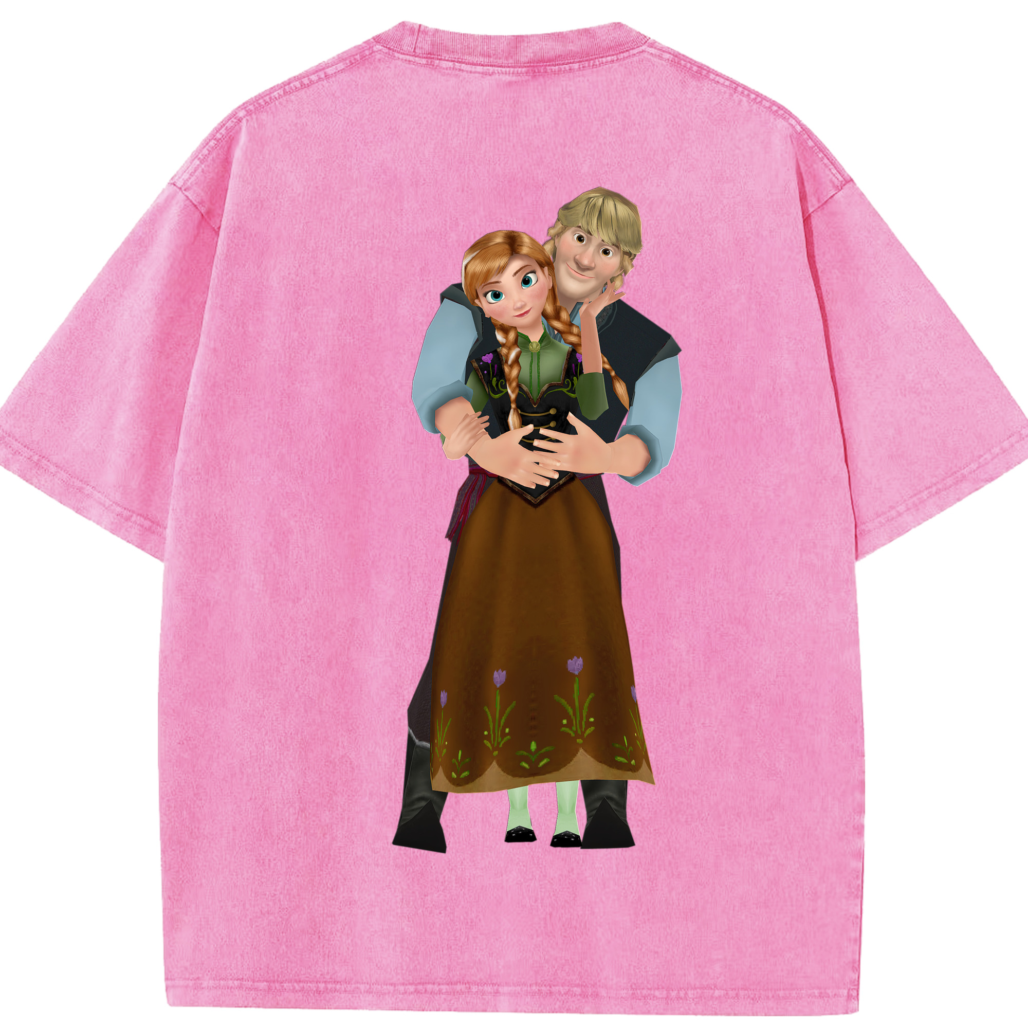 （画像用） アナと雪の女王 アンナ エルサ Frozen Anna Elsa 綿100% ヴィンテージ風 半袖Tシャツ（背面プリント）
